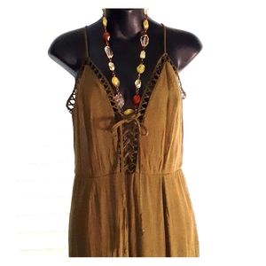 ❤Elegant romper with lace and front tie bodice❤